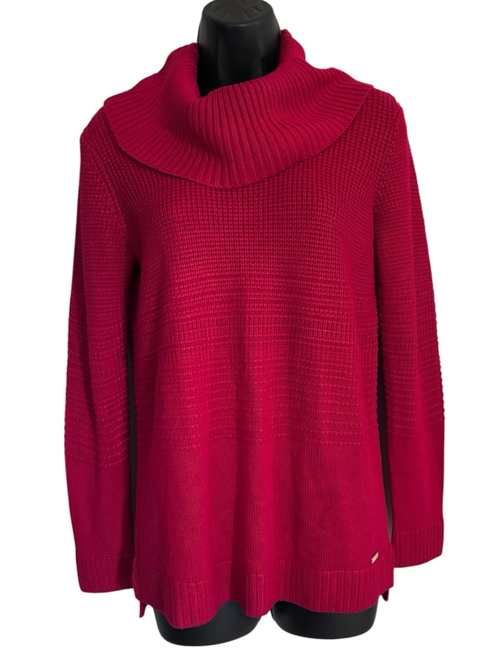Christmas Holiday Office Festive Red Cowl Neck Sweater Winter Knit Sz S